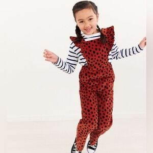 Hanna Andersson Ruffle Jumpsuit In Stretch Corduroy Color: Mini Spots Size 5